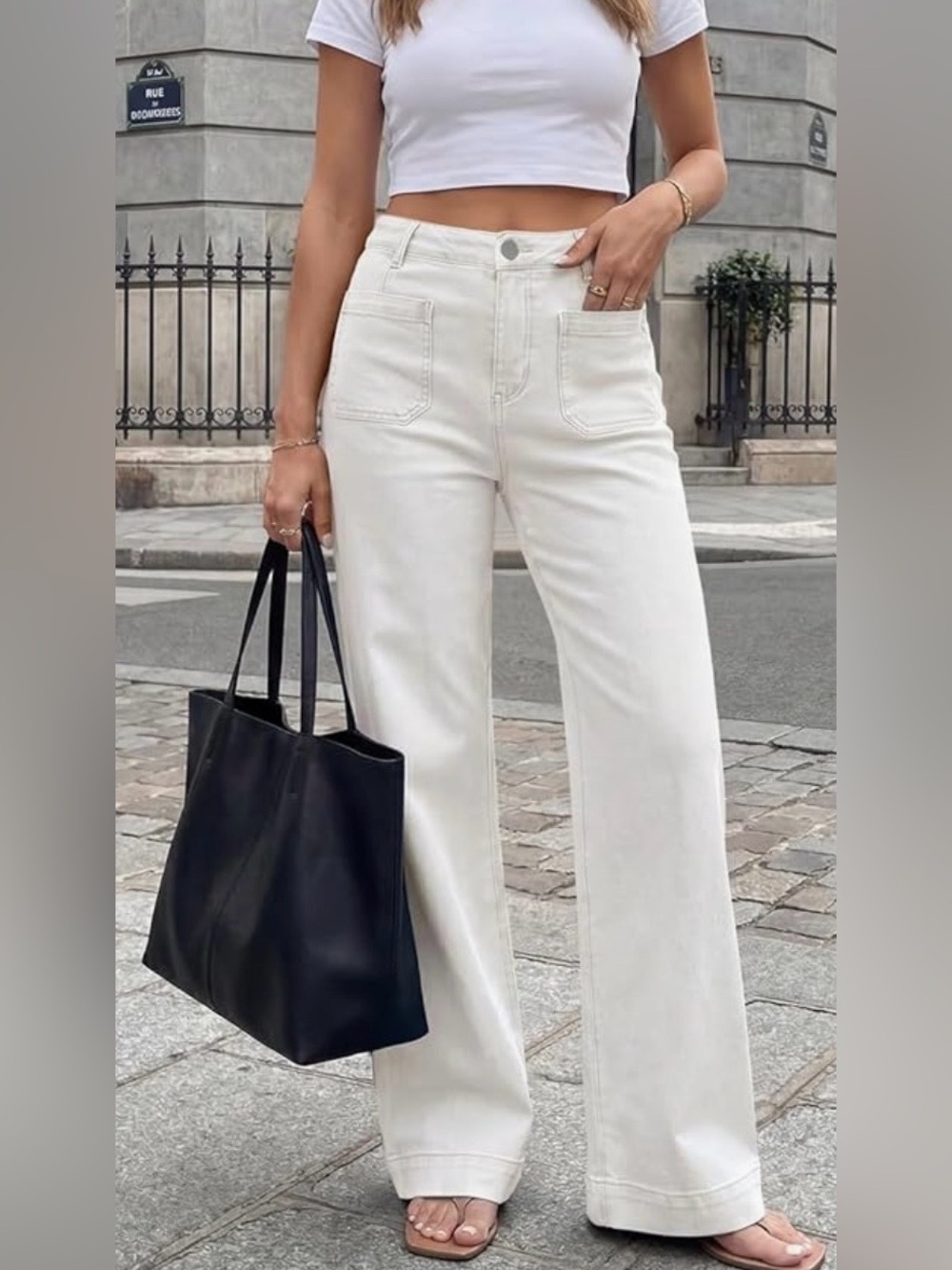 Cicy Bell Womens Wide Leg Jeans High Waisted